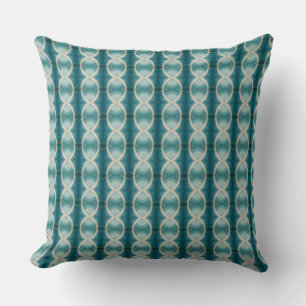 Retro Dark Turquoise Effect on White Weaves Lines Cushion