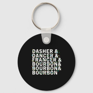 Retro Dasher Dancer Prancer Bourbon Christmas Funn Key Ring