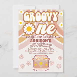 Retro Dasies Combi Groovy One 1st Birthday Invitation