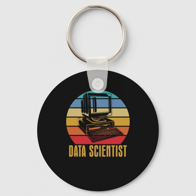 Retro Data Science Vintage Scientist Engineer Key Ring (Front)
