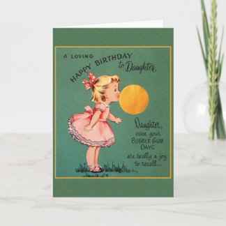 Retro Daughter Bubble Gum Birthday Greeting Card
