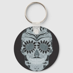 Retro Day of the Dead Sugar Skull Key Ring