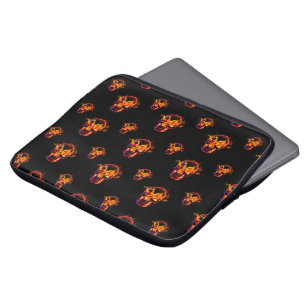 Retro Dead Burning skeleton Skull in Fire Laptop Sleeve