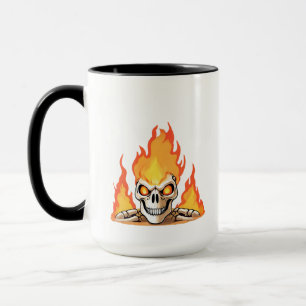 Retro Dead Burning skeleton Skull in Fire Mug