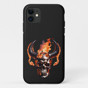 Retro Dead Burning Skull with horn in Fire Case-Mate iPhone Case