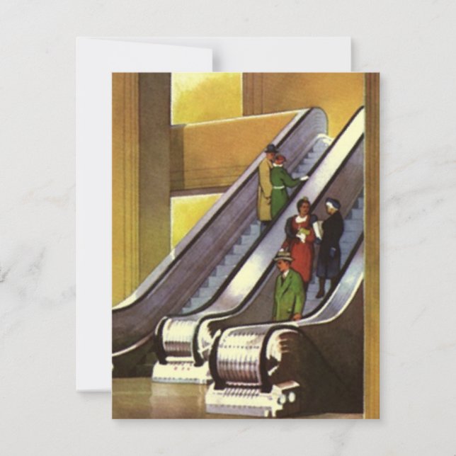 Retro Deco Invitations Department Store Escalators (Front)