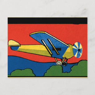 Retro Deco Plane Postcard
