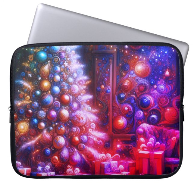 Retro Decorated Christmas Tree on Electronics Bag (Front)