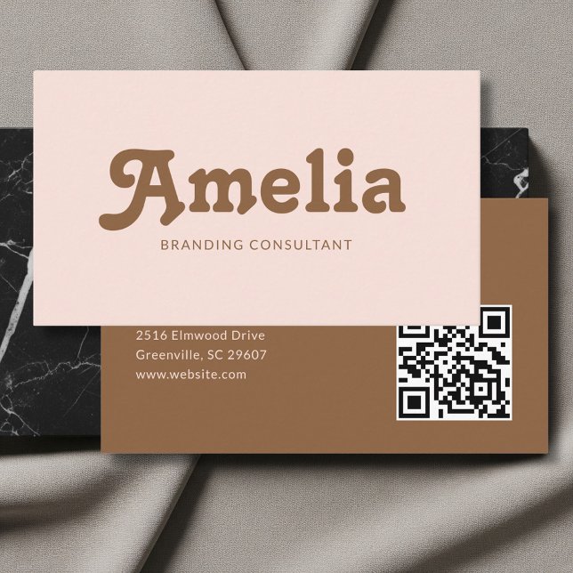 Retro Decorative Minimalist Blush Brown Business Card (Creator Uploaded)