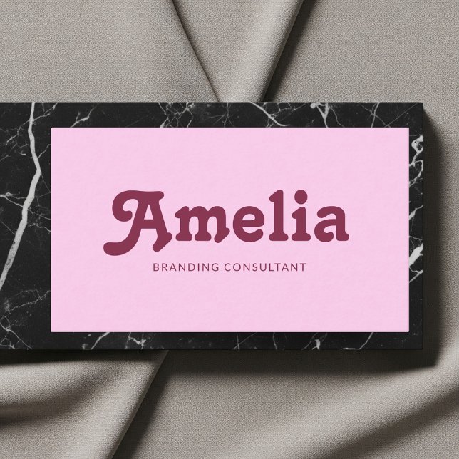 Retro Decorative Minimalist Pink Business Card (Creator Uploaded)