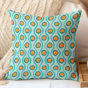 Retro Decorative Pattern Orange Teal Aqua Cushion