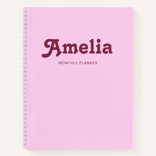 Retro Decorative Simple Pink Orange Notebook (Front)