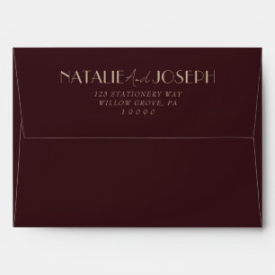 Retro Deep Red Gold Old Money Classy Wedding Envelope