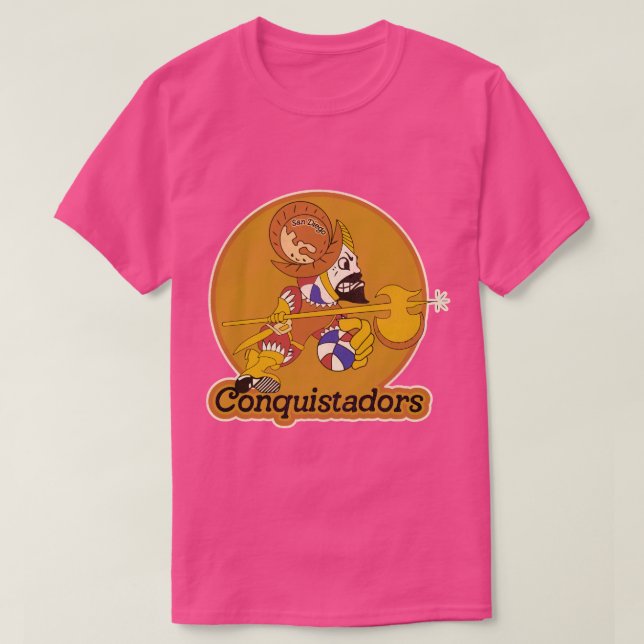 Retro Defunct San Diego Conquistadors Basketball  T-Shirt (Design Front)