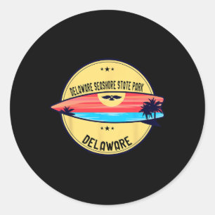 Retro Delaware Delaware Seashore State Park Beach  Classic Round Sticker