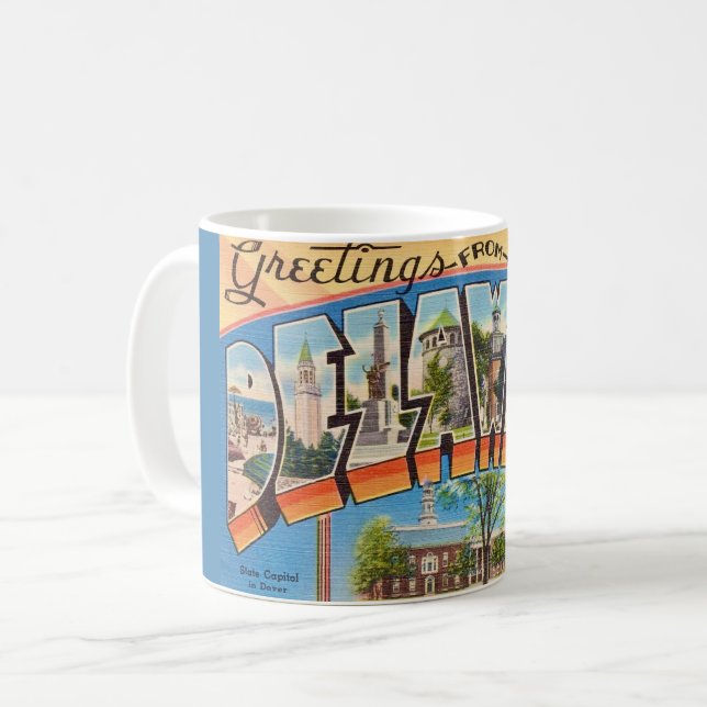 Retro Delaware Greeting Mug (Front Left)