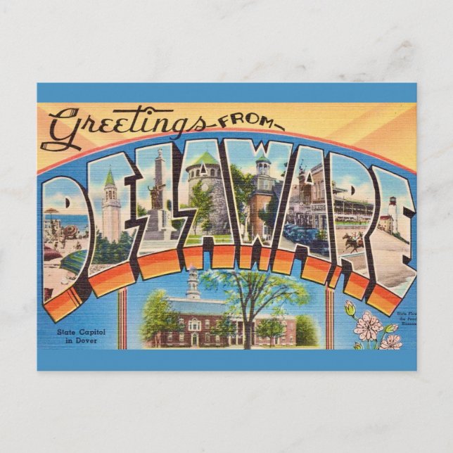 Retro Delaware Greetings   Postcard (Front)