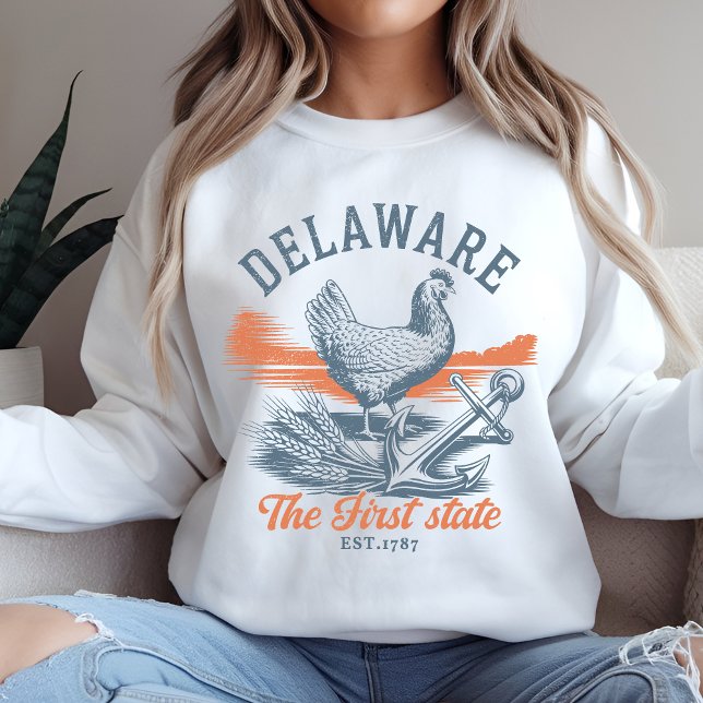 Retro Delaware State Pride Graphic Sweatshirt (Creator Uploaded)