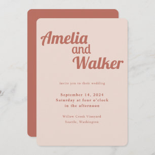Retro Delight Blush Rose Pink Wedding Invitation