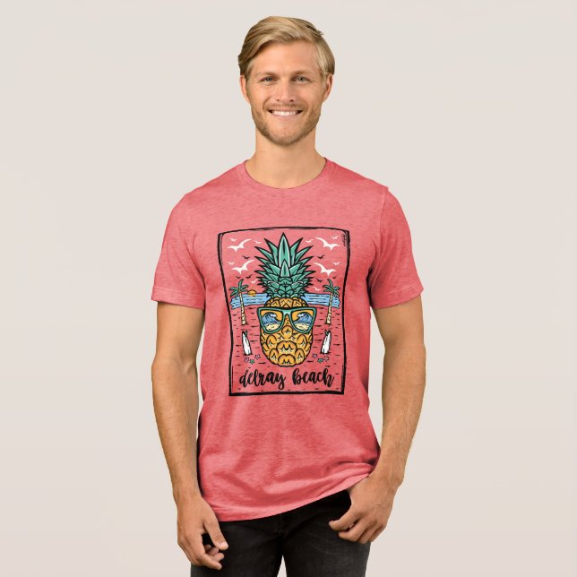 Retro Delray Beach Florida Tri-Blend Shirt (Front Full)