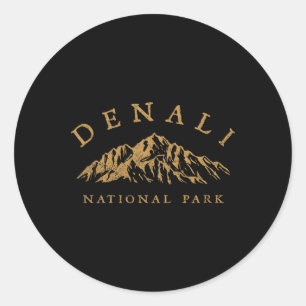 Retro Denali National Park Mountains Vintage Hikin Classic Round Sticker