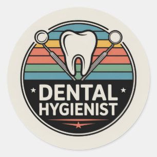 Retro Dental Hygienist Badge Classic Round Sticker