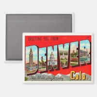 Retro Denver Colorado Magnet Postcard