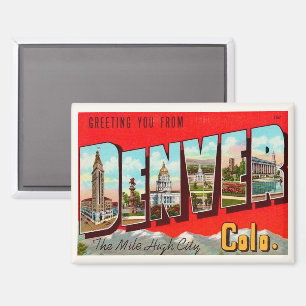 Retro Denver Colorado Magnet Postcard
