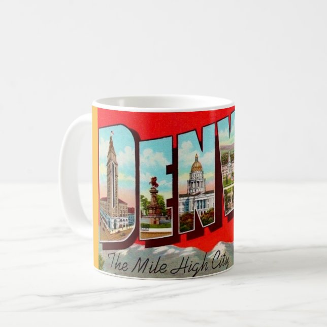 Retro Denver Colorado Postcard Coffee Mug (Front Left)