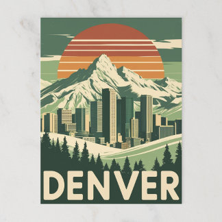 Retro Denver Mountain City Postcard