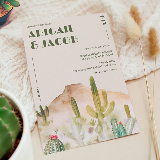 Retro Desert Cactus Arizona Destination Wedding Invitation (Retro Desert Cactus Arizona Destination Wedding Invitation)
