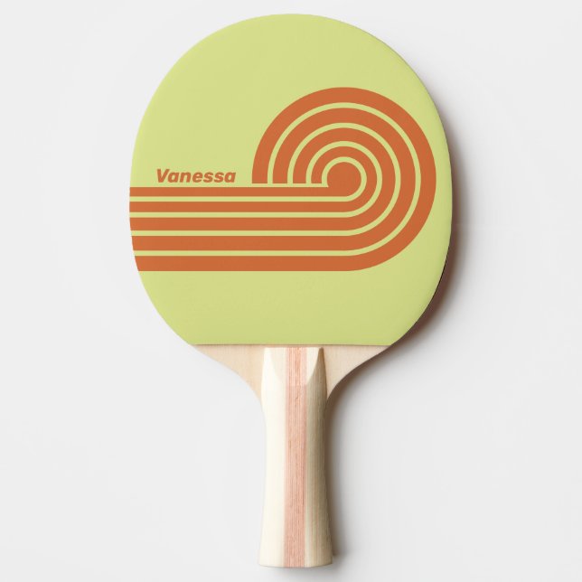 Retro Desert Cactus Dual Curl Stripes with Name Ping Pong Paddle (Front)