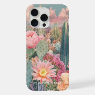 Retro Desert Cactus Floral Personalised Name iPhone 15 Pro Max Case