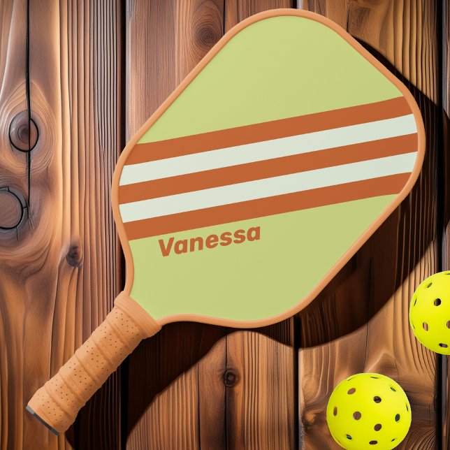 Retro Desert Cactus Stripes with Name Pickleball Paddle (Creator Uploaded)