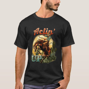Retro Desert Cowboy Bucking Horse Acting Up Wester T-Shirt