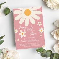 Retro desert daisy 3rd birthday party dusty pink