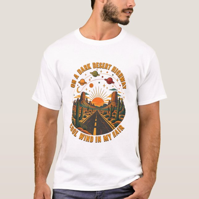 Retro Desert Highway Sunset T-Shirt (Front)
