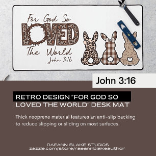 Retro Design "For God So Loved the World" Desk Mat