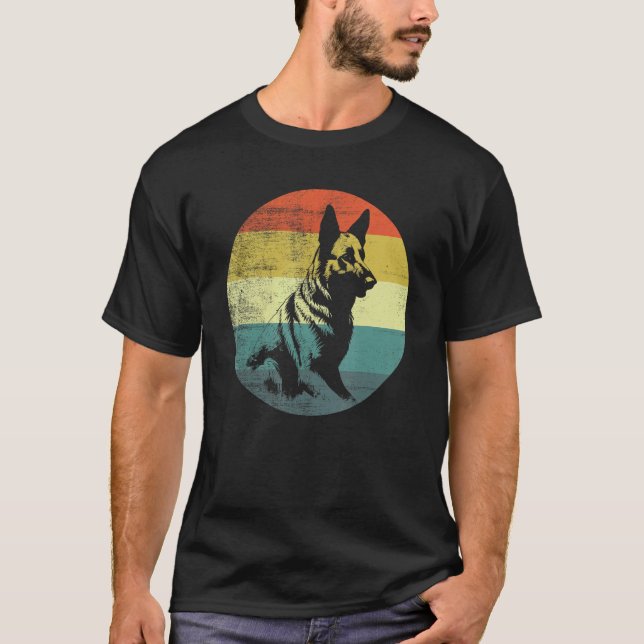 Retro Design German Shepherd Dog T-Shirt (Front)