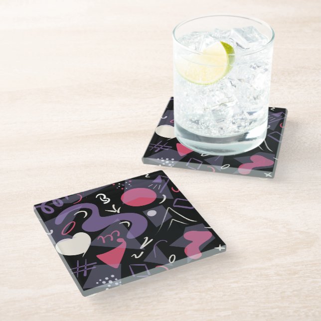 Retro design glass coasters  (Angled)