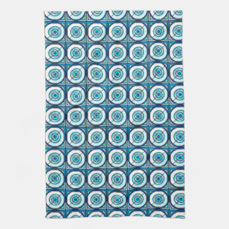 Retro Design Kitchen Towel in Teal & Aqua
