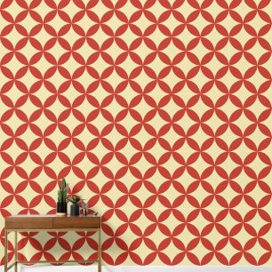 Retro design red yellow 60s pattern wallpaper 