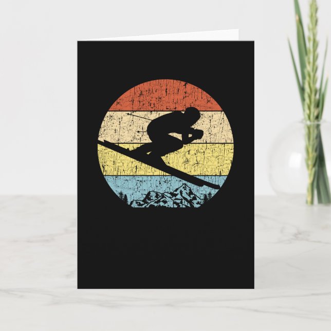 Retro Design Ski Gift Throwback Downhill Skier Card (Front)