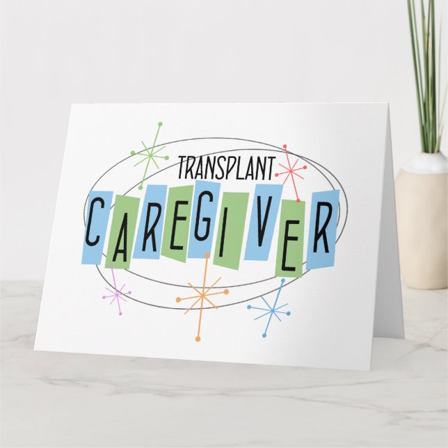 Retro design Transplant Caregiver Thank You Card (Front)