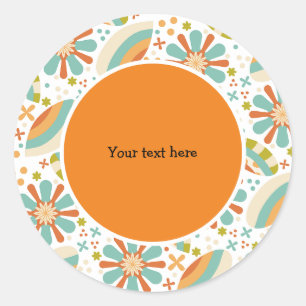 Retro design with flowers classic round sticker