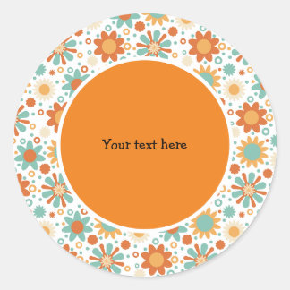 Retro design with flowers classic round sticker
