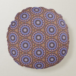 Retro Design with Orange & Purple Circles Round Cushion