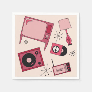 Retro designs in various shades of pink napkin