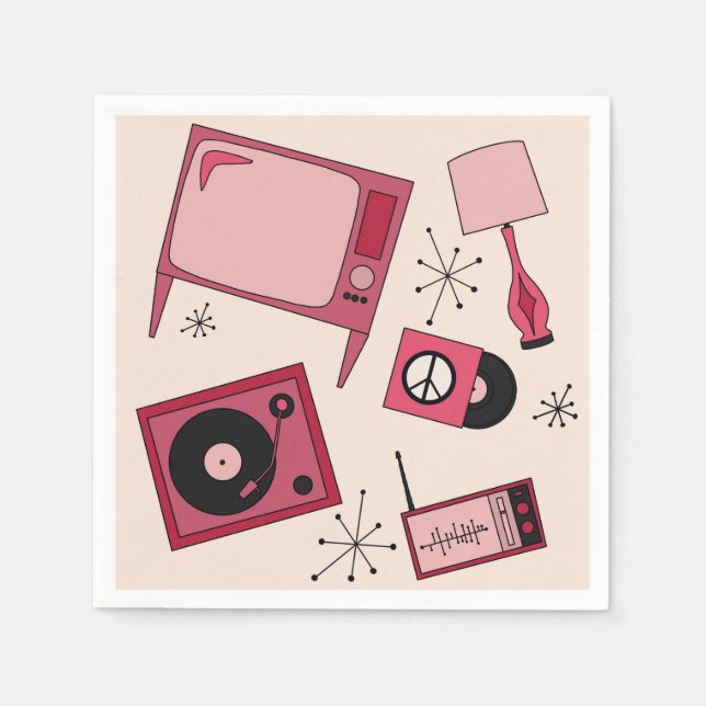 Retro designs in various shades of pink  napkin (Front)