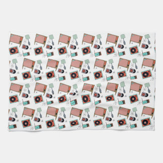Retro designs tea towel